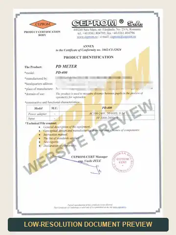 Low-resolution preview of the PD-400 technical file annex