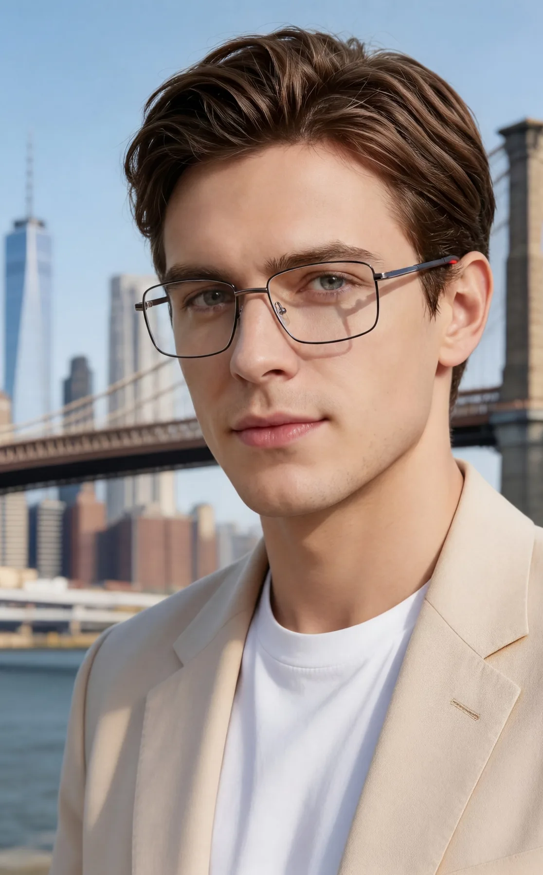 D3776 metal optical frame worn by a model