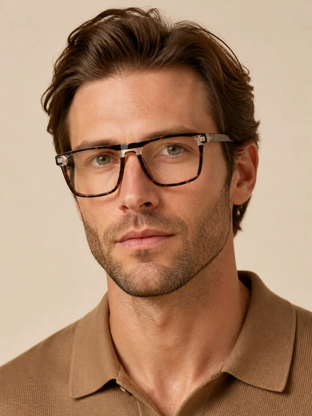 HE3115 acetate optical frame worn by a model