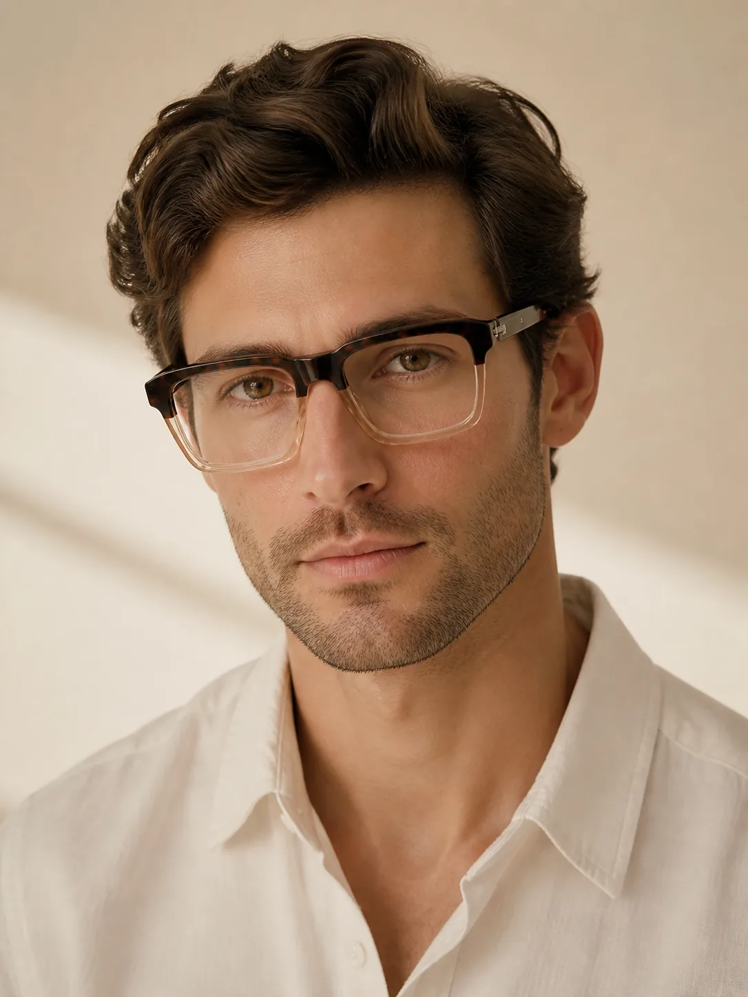 HE3116 montura óptica de acetato worn by a model