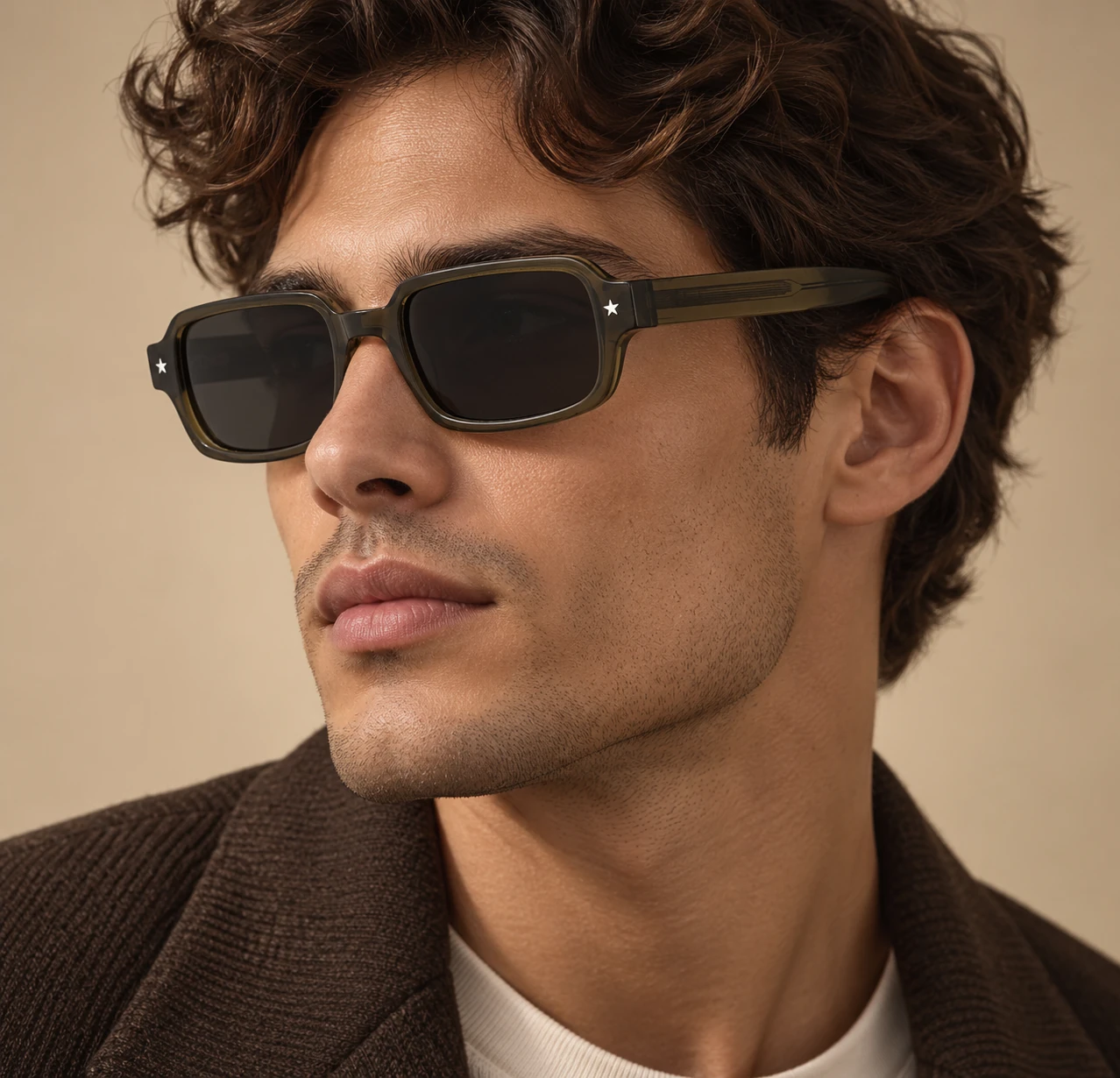MT007 acetate optical frame worn by a model