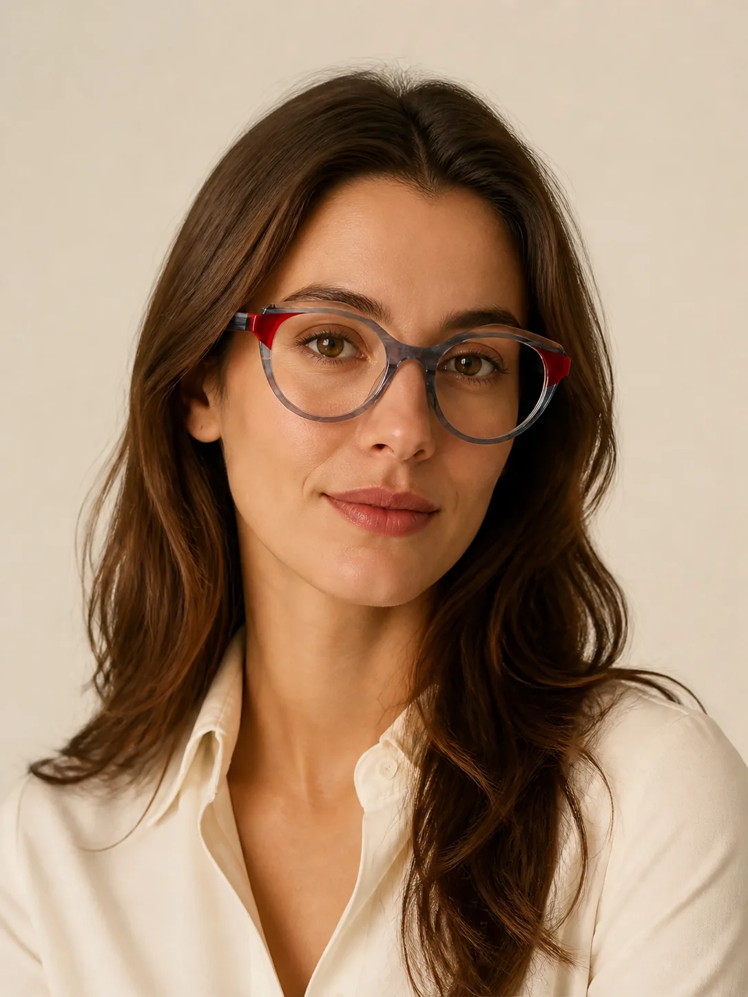 YG21285 acetate optical frame worn by a model