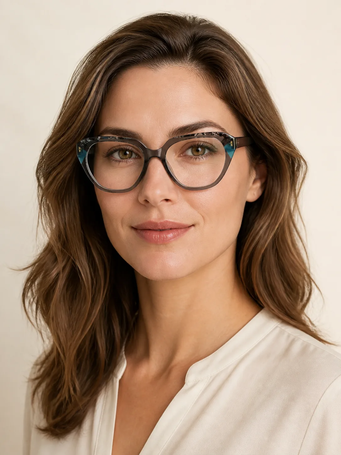 YG21287 acetate optical frame worn by a model