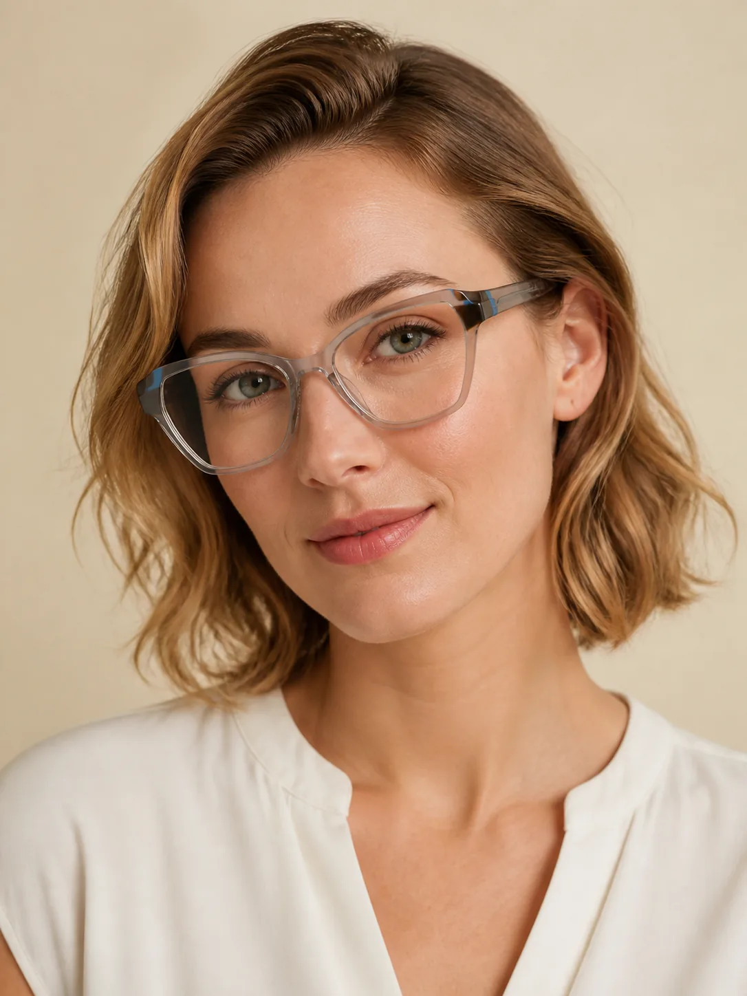 YG21291 acetate optical frame worn by a model