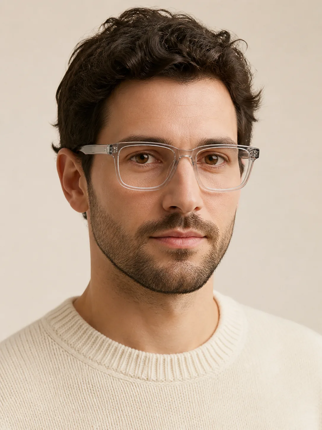 YG21320 acetate optical frame worn by a model