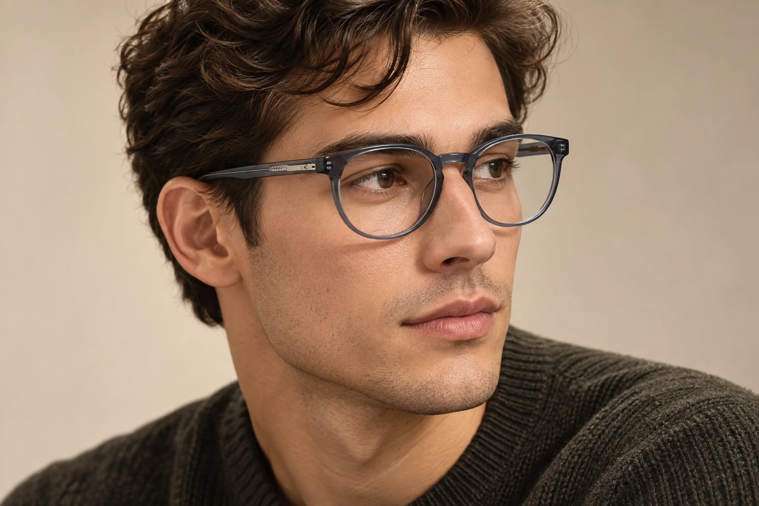 YG21326 acetate optical frame worn by a model